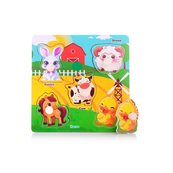 игрушка деревянная Пазл-вкладыш "Ферма" 15*15 см
