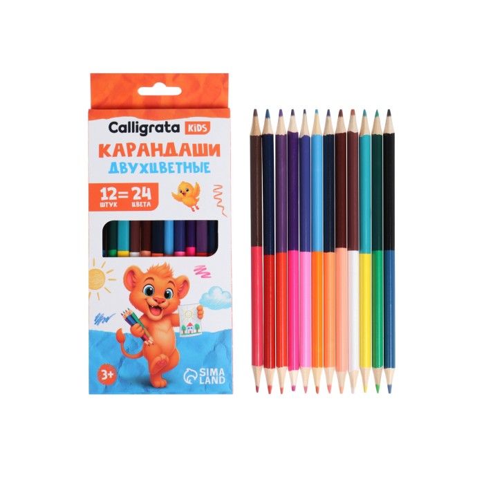 Карандаши 12 шт. 24 цв. Calligrata ,дерево,к/к 18*9 см