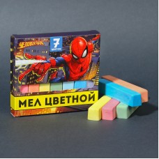 Мелки цветные школьные 7 шт. "Человек-паук" ,кор. 9*9*1,5 см