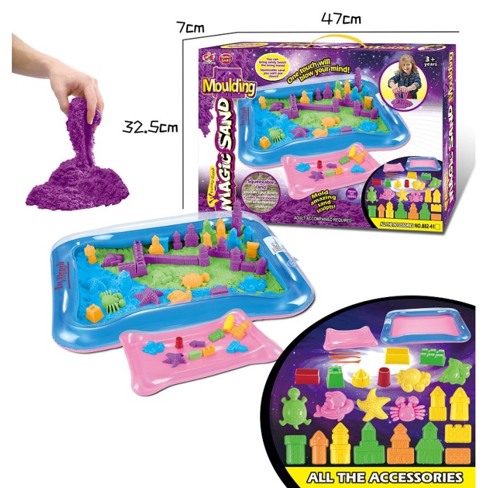 Песок игровой для лепки 2000 гр, с формочками, кор. 32,5*47*7 см