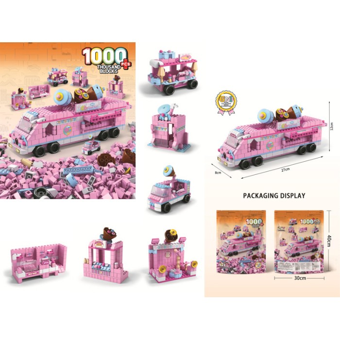 Конструктор 1000 дет. Кафе на колесах, 6 в1 ,пак 40*30 см
