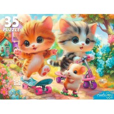 Пазлы-Макси 35 эл. "Спортивные котята",к/к 25*18*4,5 см