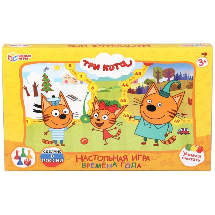 Игра-ходилка "Умные игры" Времена года.Три кота,к/к 33*22*3 см
