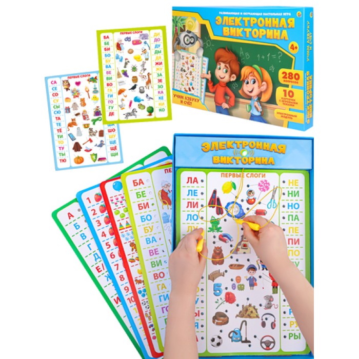 Игра Электровикторина "Учим азбуку и счет" 4+, 39*25*4 см