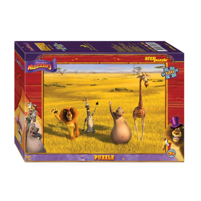 *Пазлы 120 Мадагаскар-3  ,18*12*2,5 см тм.STEP PUZZLE