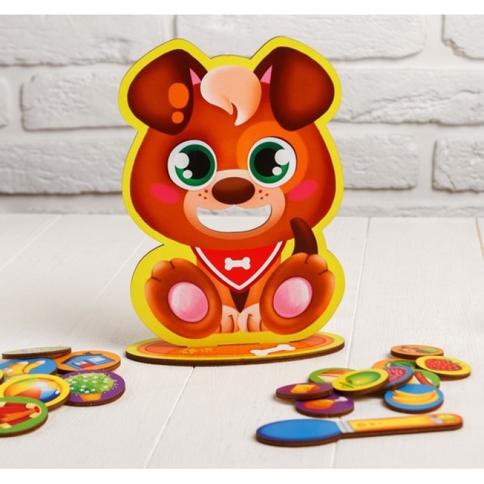 Игра деревянная настольная "Накорми меня" Щенок ,23*17,5*4,5 см