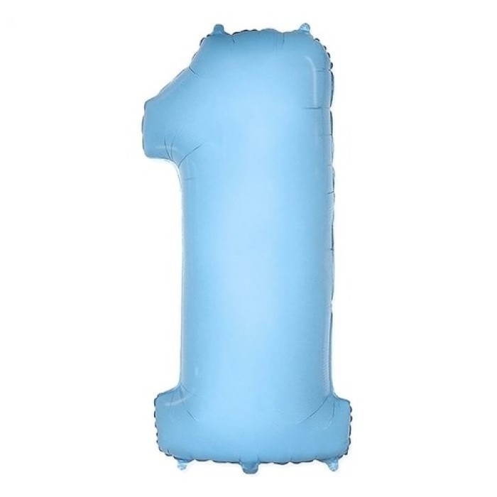 *Шар фольгированный  40" "Цифра 1" Пастель Blue