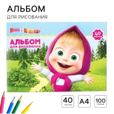 Альбом для рисования 40 л. А4 "Маша и Медведь"