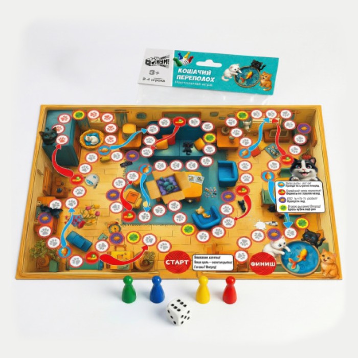 Игра-ходилка "Кошачий переполох" ,42*30 см